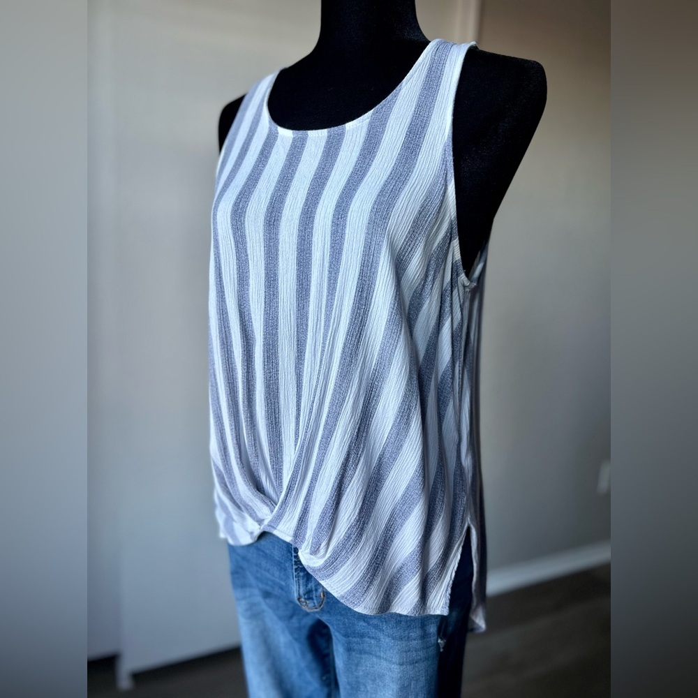 Umgee Blue and White Striped Tank Top